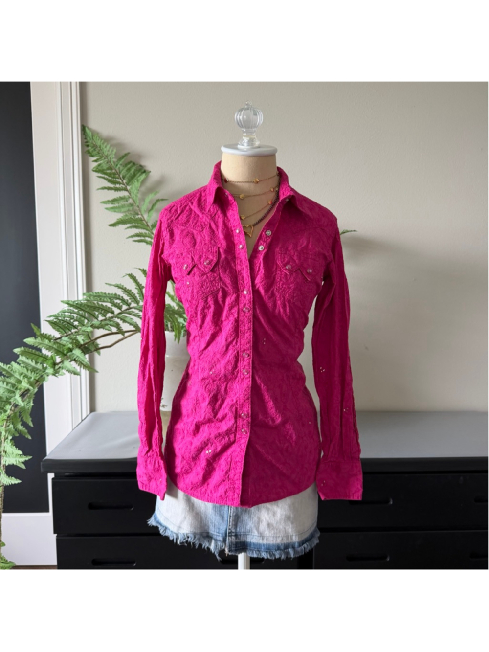 Ariat Hot Pink Y2K Cowgirl Button Up Western Top Small
